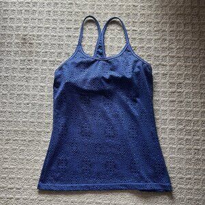 EMS Eastern Mountain Sports Womans XS Sport Workout Shirt Blue Black Racer Back